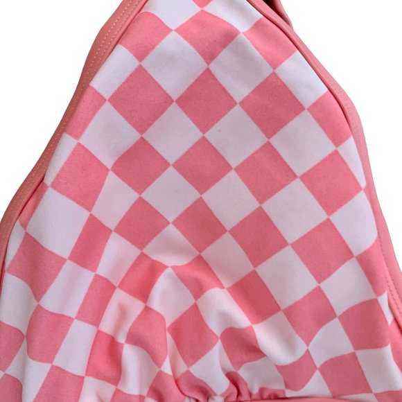 Kona Sol Bikini Swim Bathing Suit High Cut Bottoms Pink Check Adjustable X 1X 2X - Picture 6 of 8